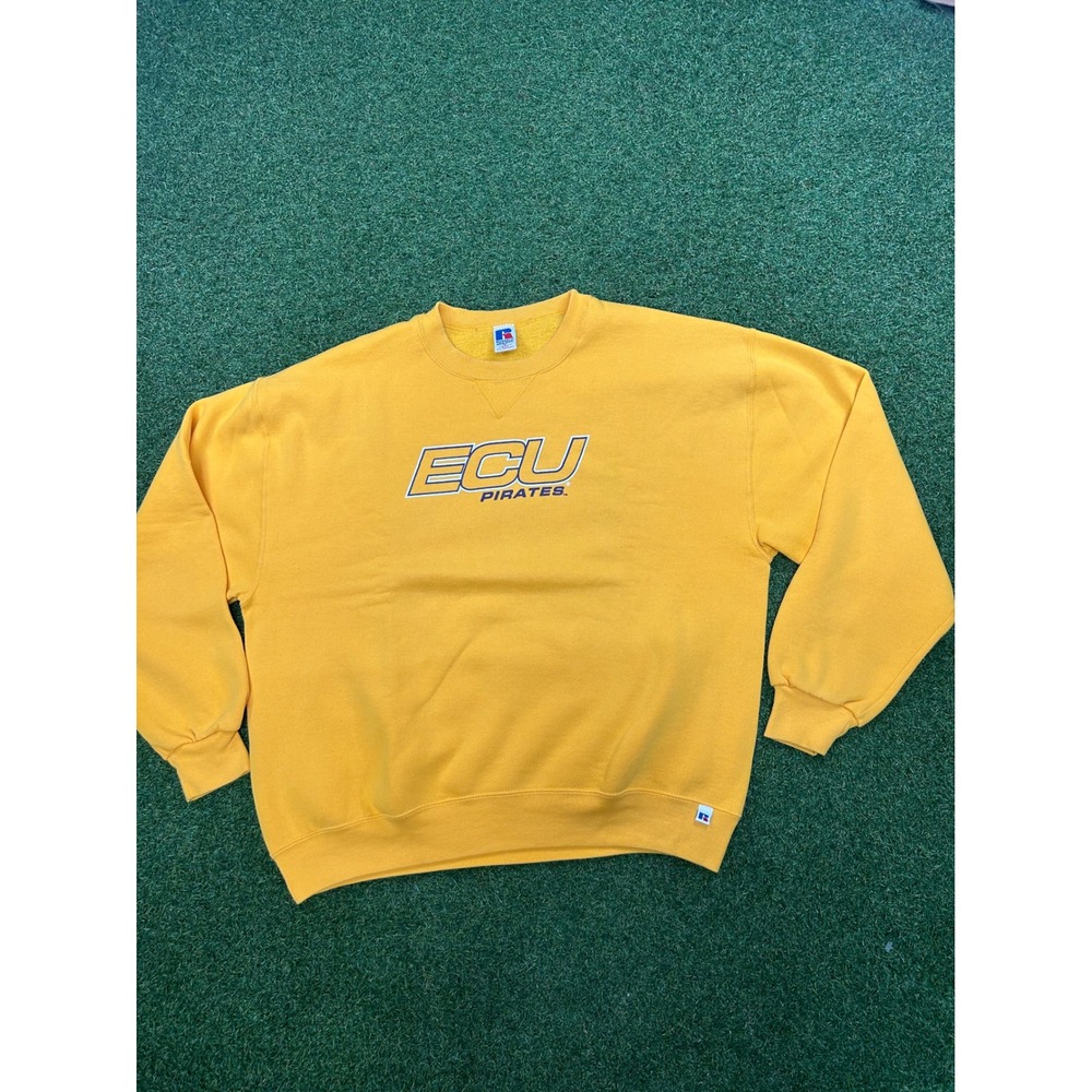 Vintage ECU Pirates Sweatshirt XL Yellow East Carolina University Crewneck